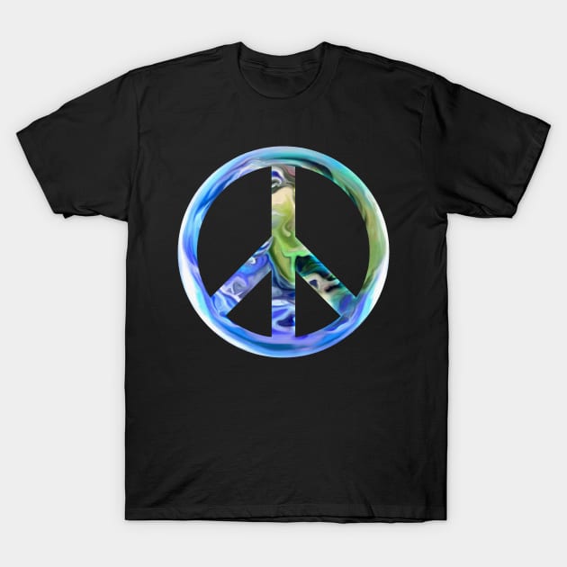 Harmony World Earth Peace Sign T-Shirt by Art by Deborah Camp